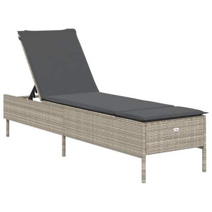 liggestole 2 stk. med hynder polyrattan lysegrå