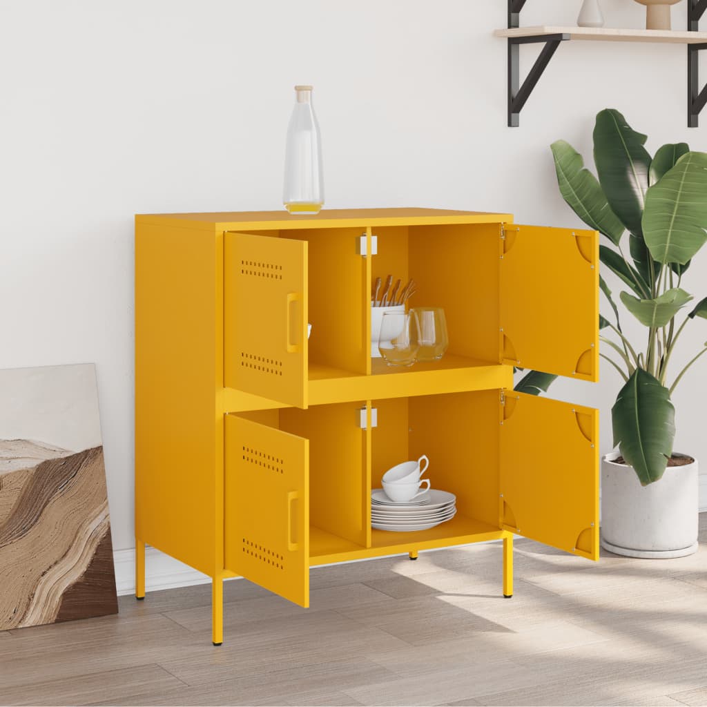 skab 68x39x79 cm stål sennepsgul