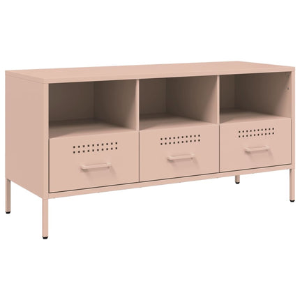 tv-bord 100,5x39x50,5 cm stål lyserød