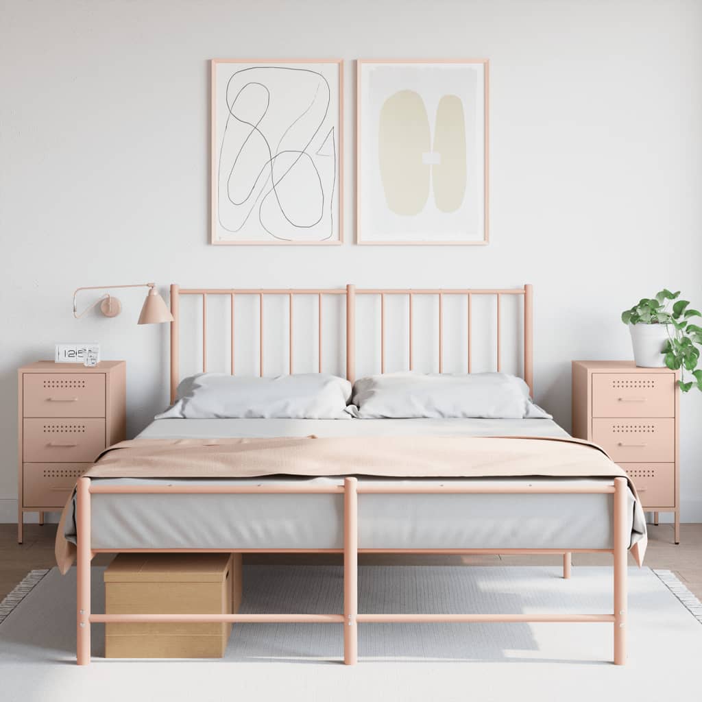 sengeborde 2 stk. 36x39x68 cm stål lyserød