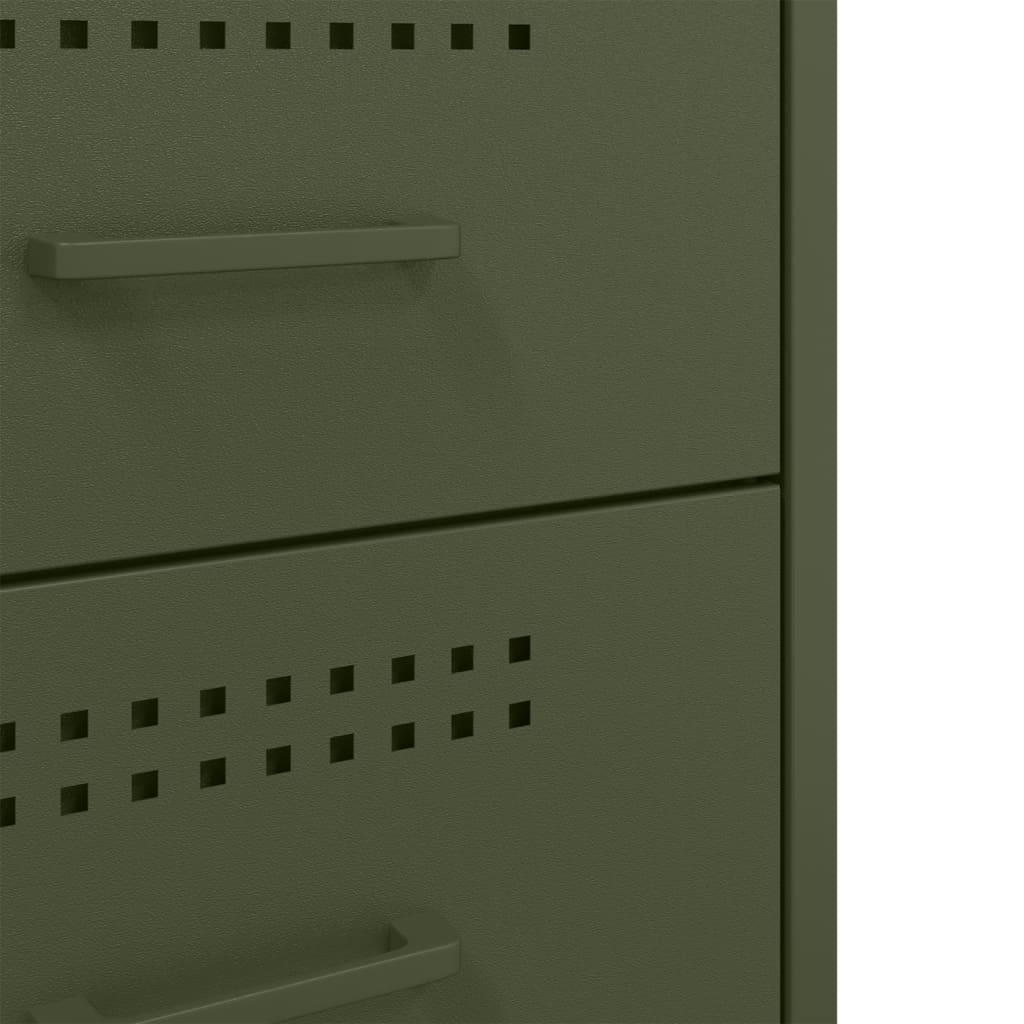 sengebord 36x39x68 cm stål olivengrøn