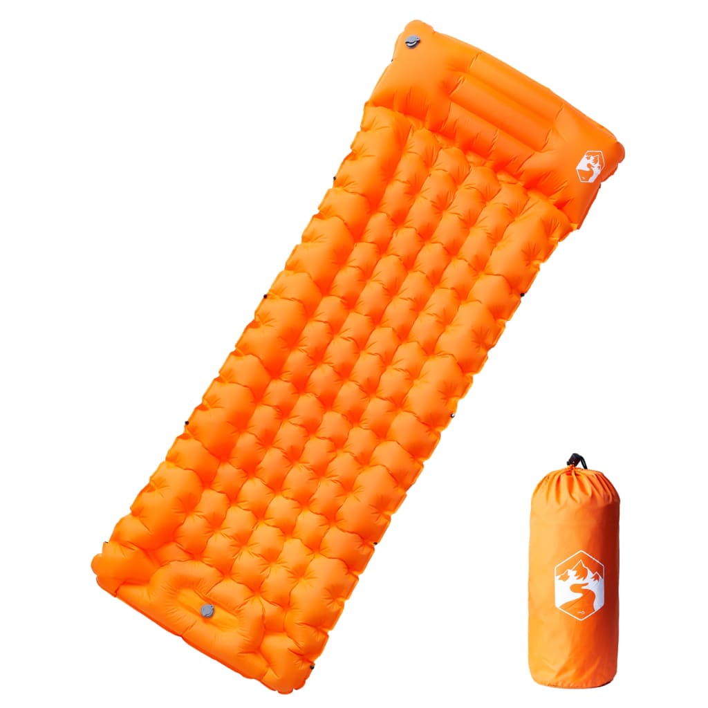 Selvoppustelig 1-personers campingmadras med pude - orange