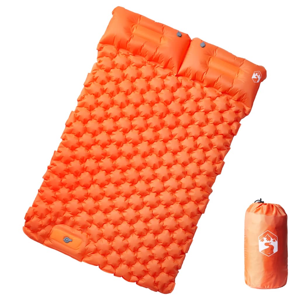 Selvoppustelig 2-personers campingmadras med puder - orange