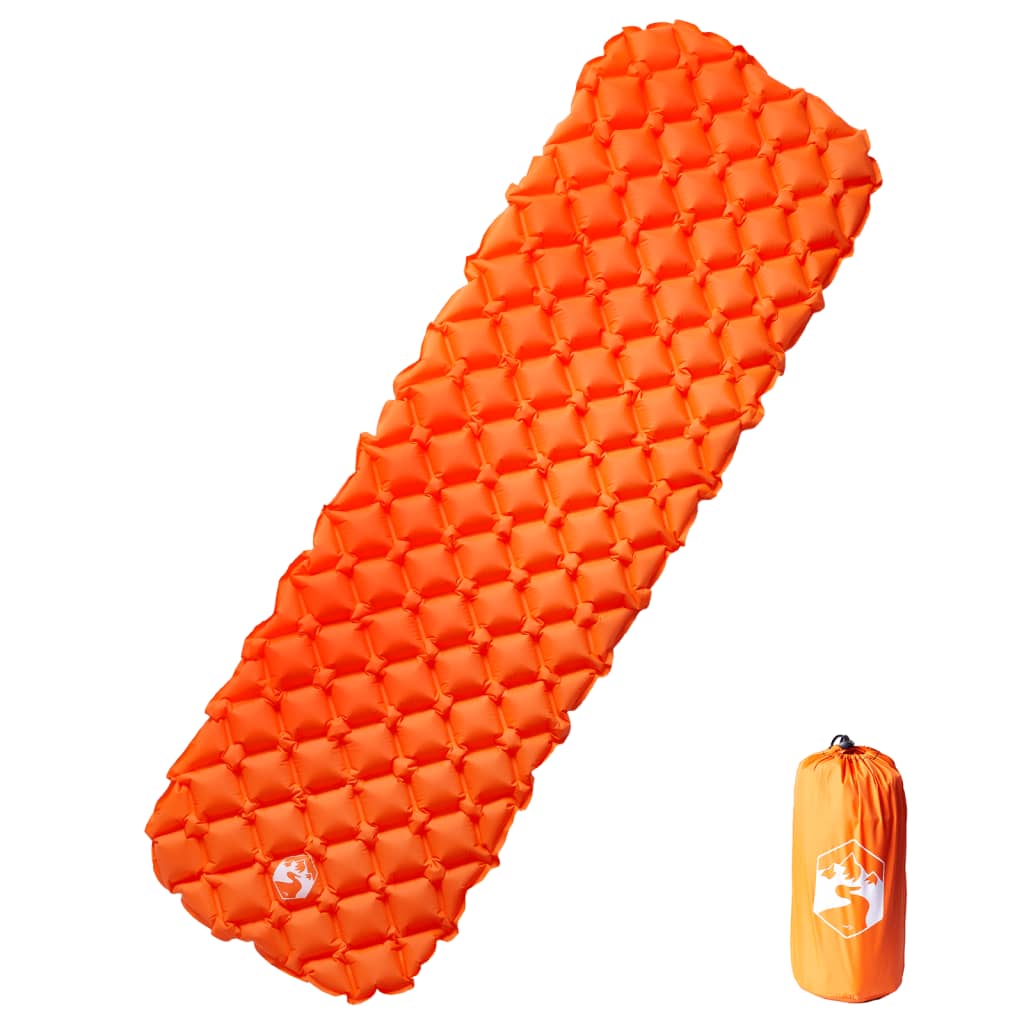 Oppusteligt liggeunderlag 190×58×6 cm - 1-personers, orange