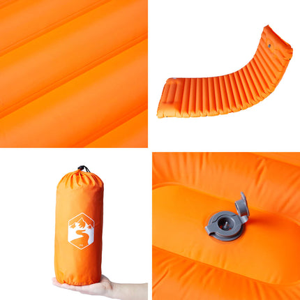 1-personers campingmadras med pude selvoppustelig orange