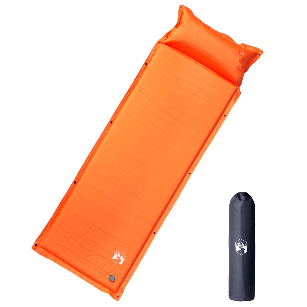 1-personers campingmadras med pude selvoppustelig orange billede