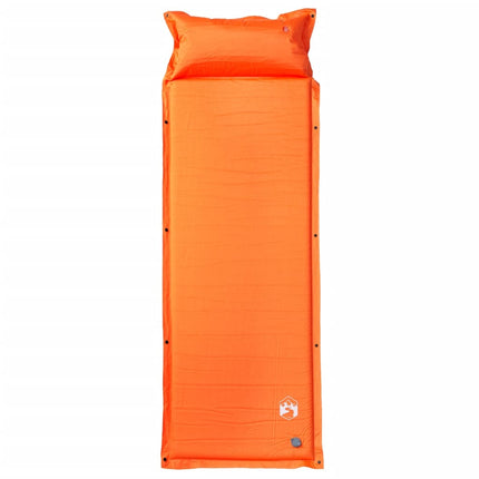1-personers campingmadras med pude selvoppustelig orange