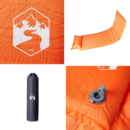 1-personers campingmadras med pude selvoppustelig orange