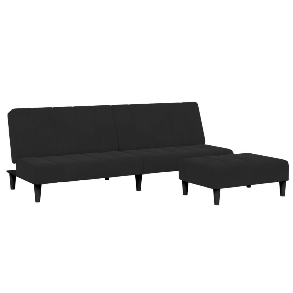 2-personers sovesofa med fodskammel velour sort