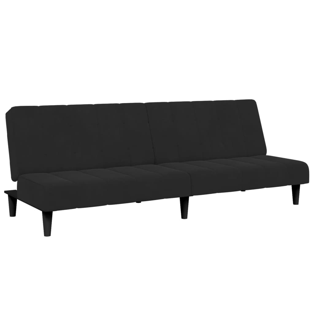 2-personers sovesofa med fodskammel velour sort