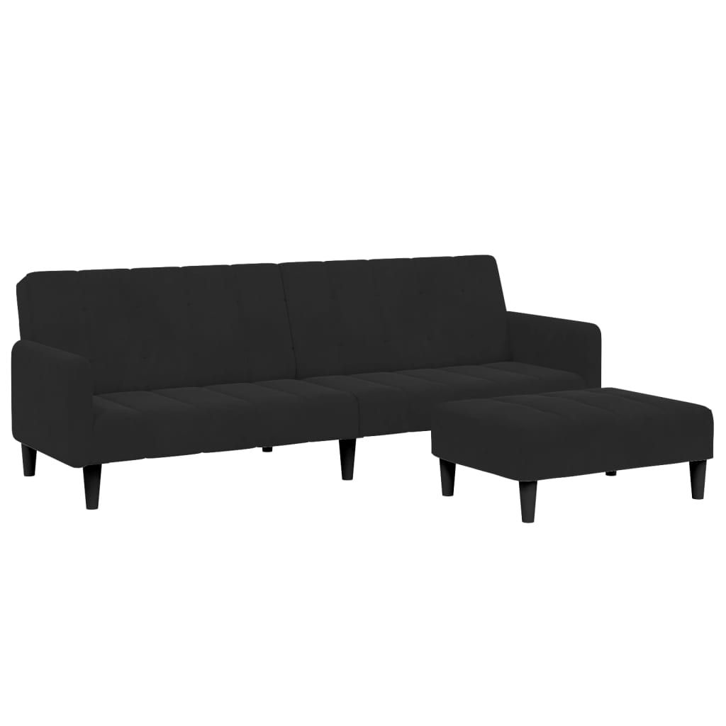 2-personers sovesofa med fodskammel velour sort