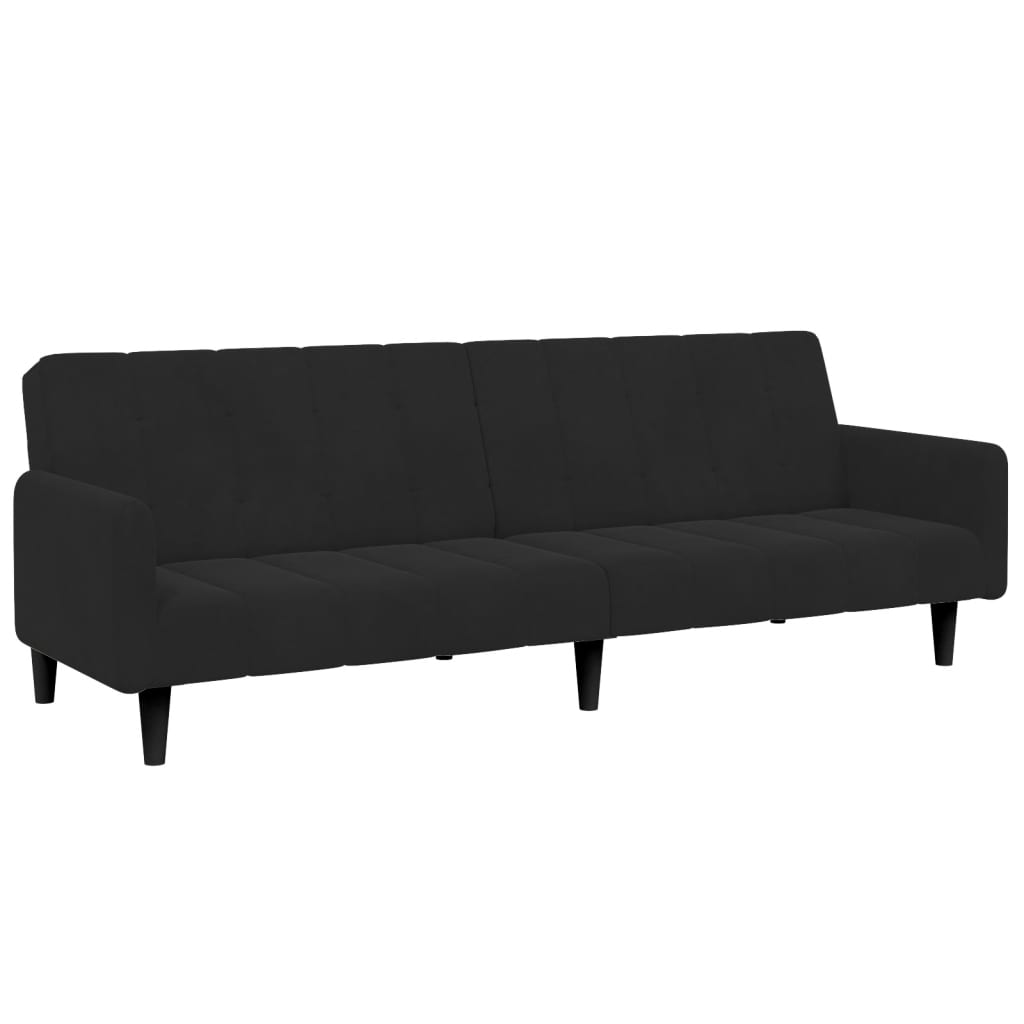 2-personers sovesofa med fodskammel velour sort