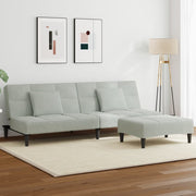 2-personers sovesofa med fodskammel velour lysegrå
