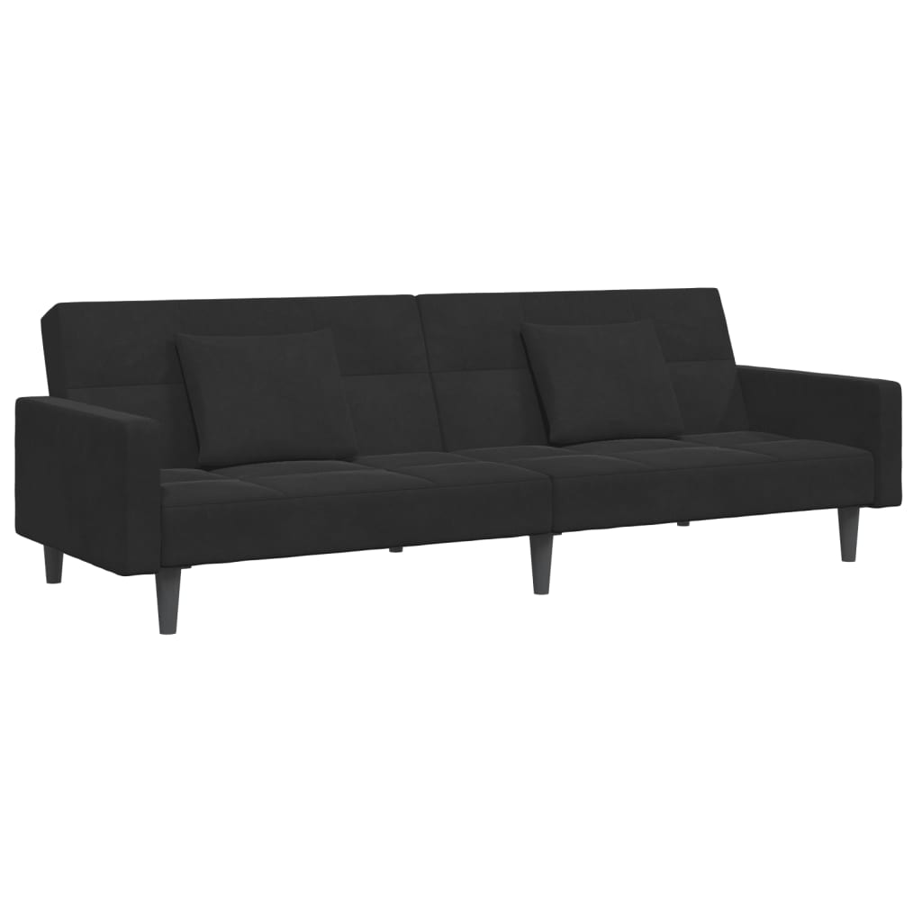 2-personers sovesofa med fodskammel velour sort
