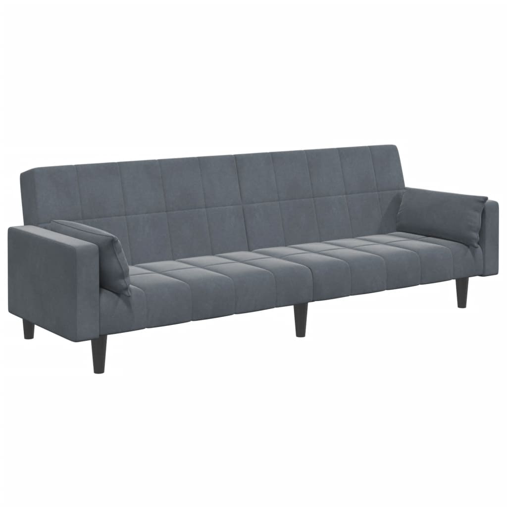 2-personers sovesofa med fodskammel velour mørkegrå