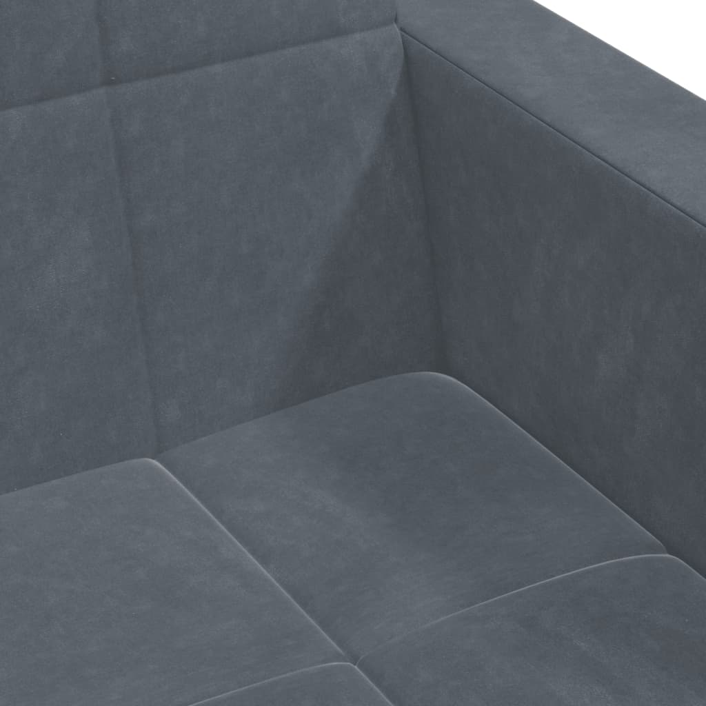 2-personers sovesofa med fodskammel velour mørkegrå
