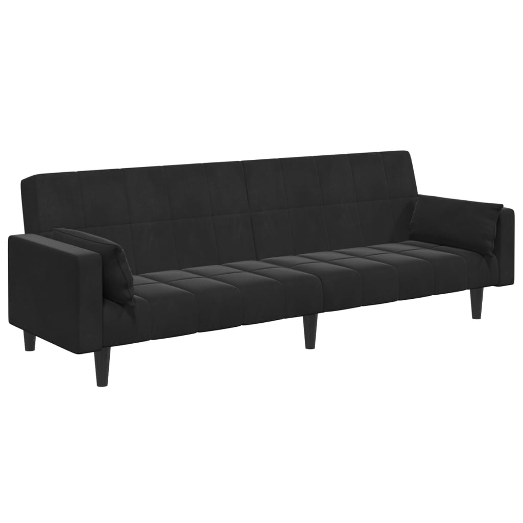 2-personers sovesofa med fodskammel velour sort