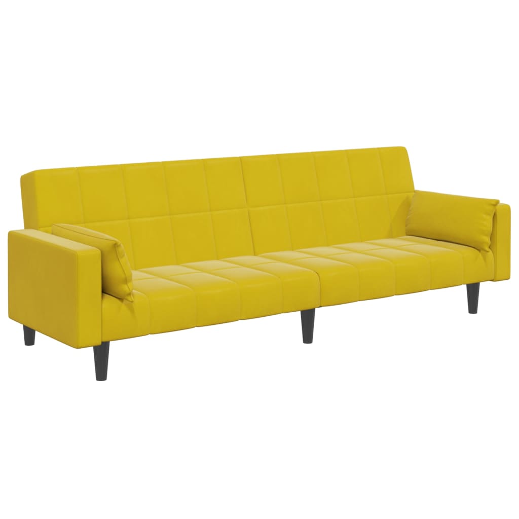 2-personers sovesofa med fodskammel velour gul