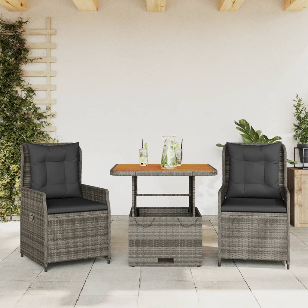 bistrost til haven 3 dele med hynder polyrattan gr