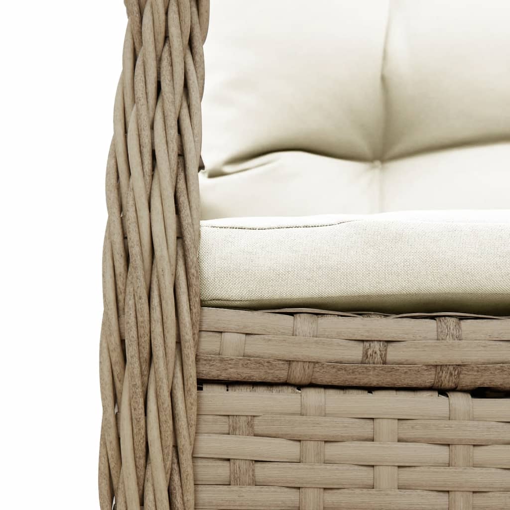 spisebordssæt til haven 5 dele med hynder polyrattan beige