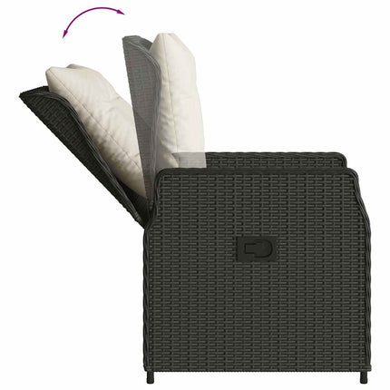 spisebordssæt til haven 3 dele med hynder polyrattan sort