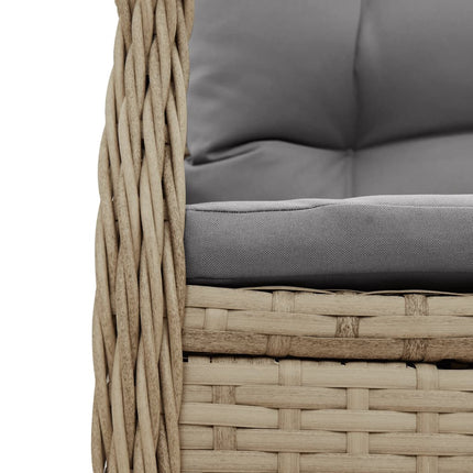 spisebordssæt til haven 3 dele med hynder polyrattan beige