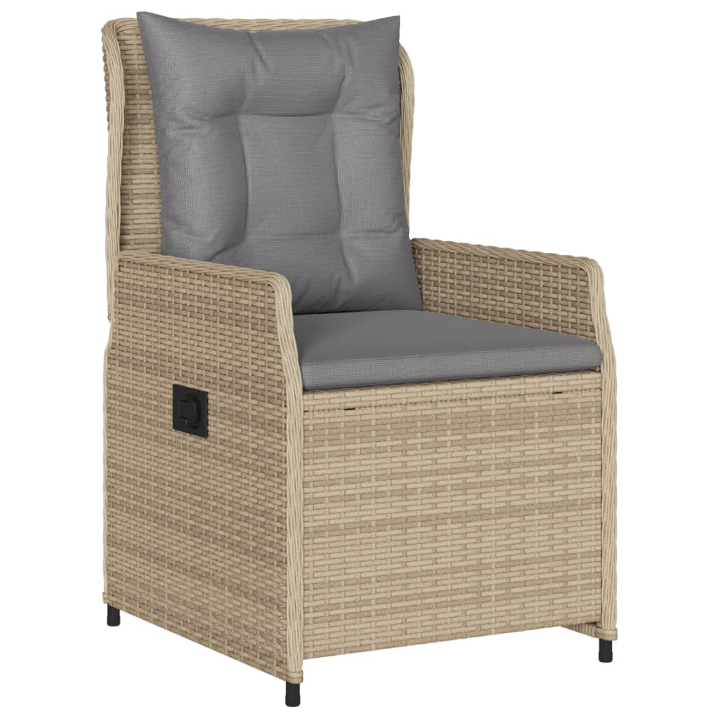 spisebordssæt til haven 9 dele med hynder polyrattan beige