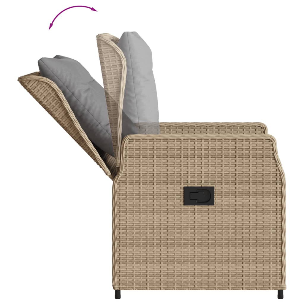 spisebordssæt til haven 9 dele med hynder polyrattan beige