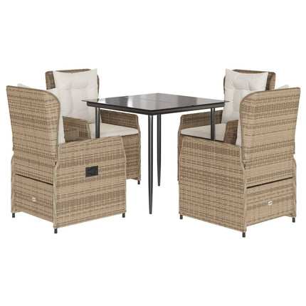 spisebordssæt til haven 5 dele med hynder polyrattan beige