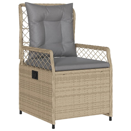 spisebordssæt til haven 3 dele med hynder polyrattan beige