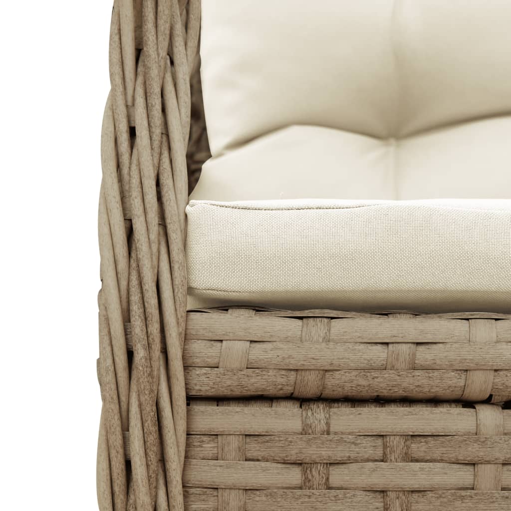spisebordssæt til haven 7 dele med hynder polyrattan beige