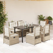 spisebordssæt til haven 7 dele med hynder polyrattan beige