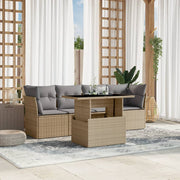 sofasæt til haven 5 dele med hynder polyrattan beige