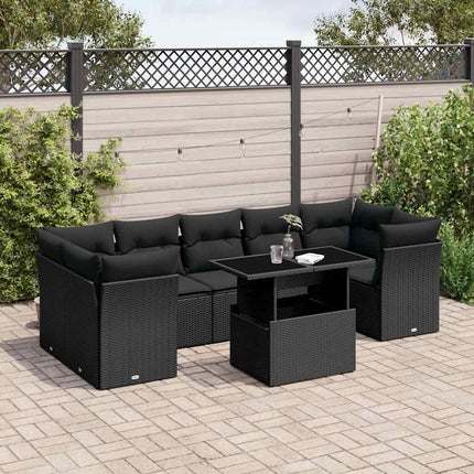 sofasæt til haven 8 dele med hynder polyrattan sort