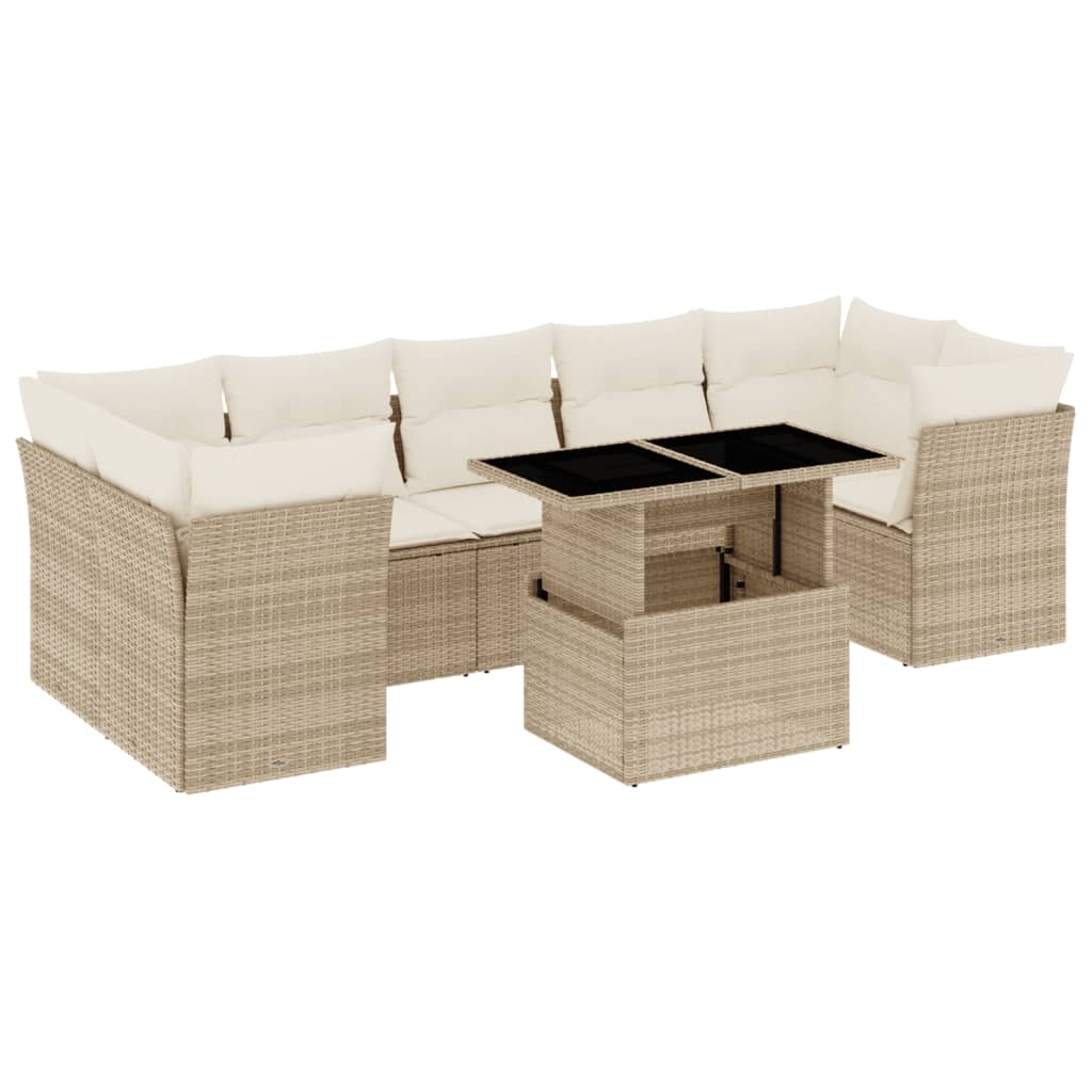 sofasæt til haven 8 dele med hynder polyrattan beige