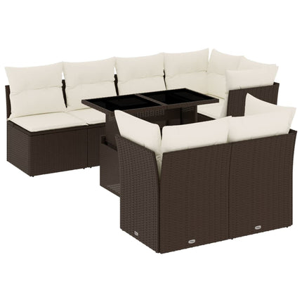 sofasæt til haven 8 dele med hynder polyrattan brun