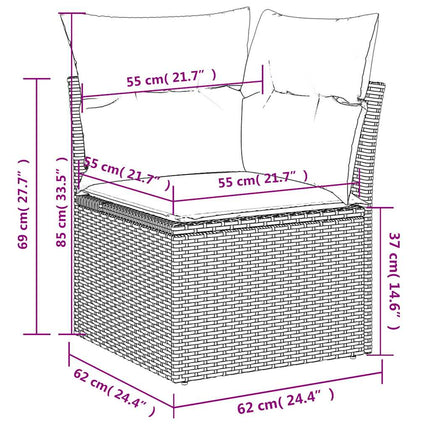 havesofasæt med 7 hynder brun polyrattan