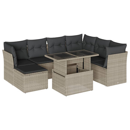 sofasæt til haven 8 dele med hynder polyrattan lysegrå