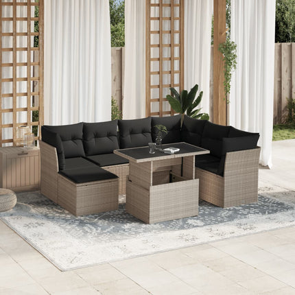 sofasæt til haven 8 dele med hynder polyrattan lysegrå
