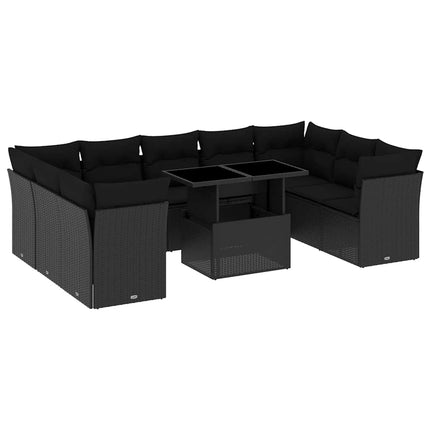sofasæt til haven 10 dele med hynder polyrattan sort