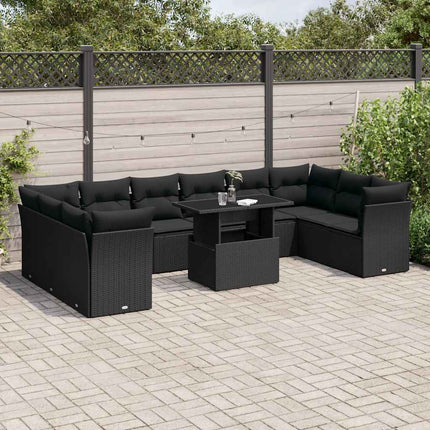 sofasæt til haven 11 dele med hynder polyrattan sort