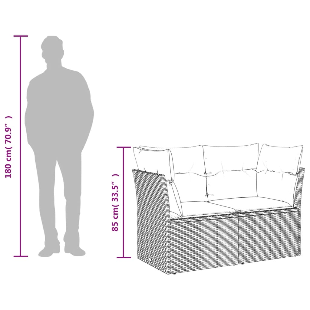 loungesæt til haven 11 dele med hynder polyrattan grå