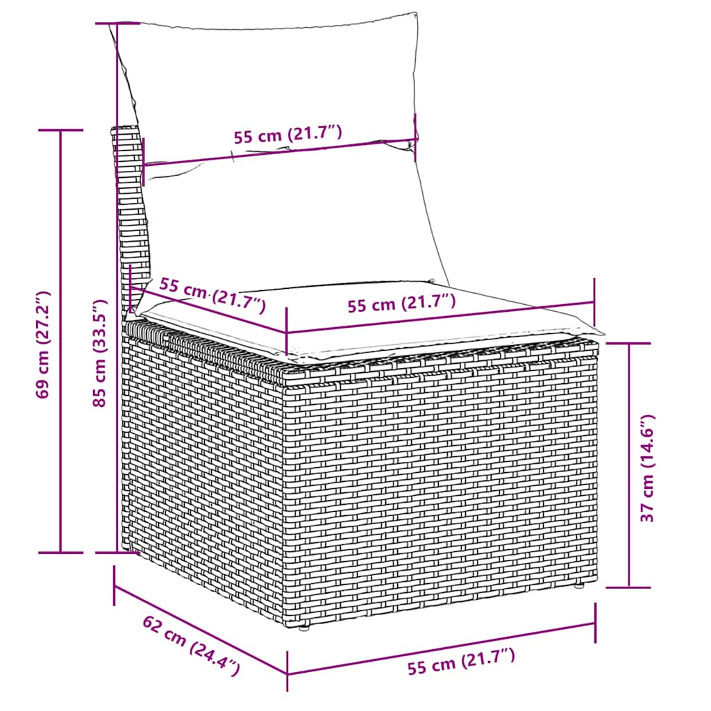sofasæt til haven 11 dele med hynder polyrattan sort