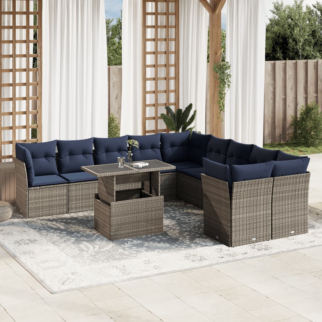 11-delt havesofast med hynder gr polyrattan