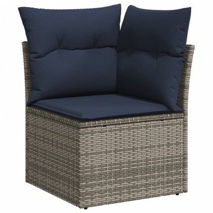 havesofasæt med 5 dele og hynder grå polyrattan