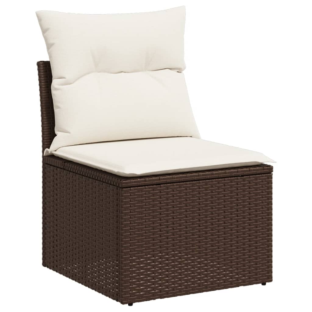 sofasæt til haven 7 dele med hynder polyrattan brun