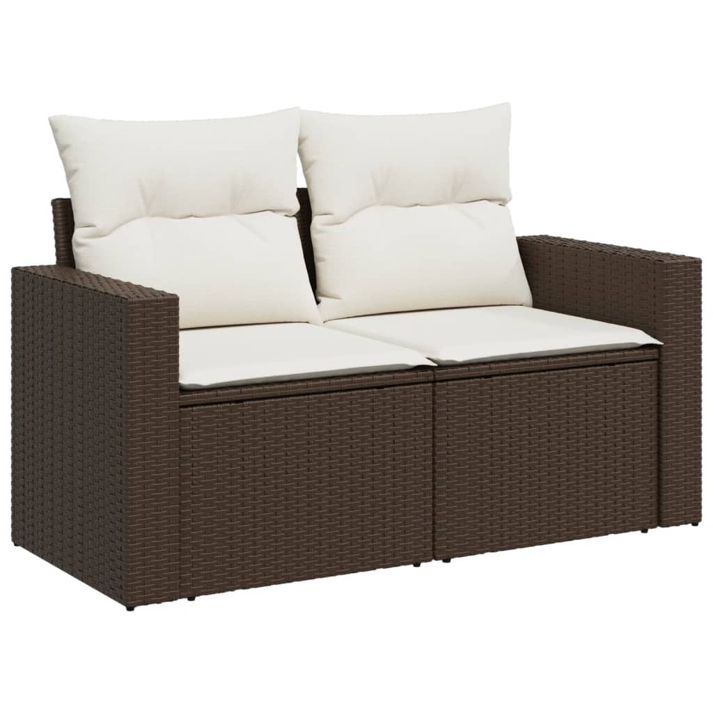 sofasæt til haven 7 dele med hynder polyrattan brun