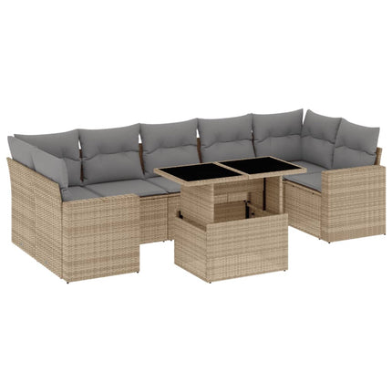 sofasæt til haven 8 dele med hynder polyrattan beige