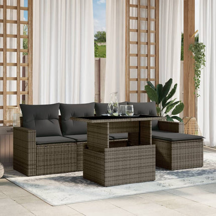 sofasæt til haven 6 dele med hynder polyrattan grå
