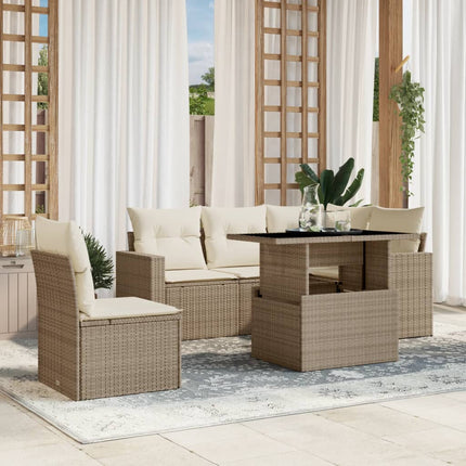 sofasæt til haven 6 dele med hynder polyrattan beige